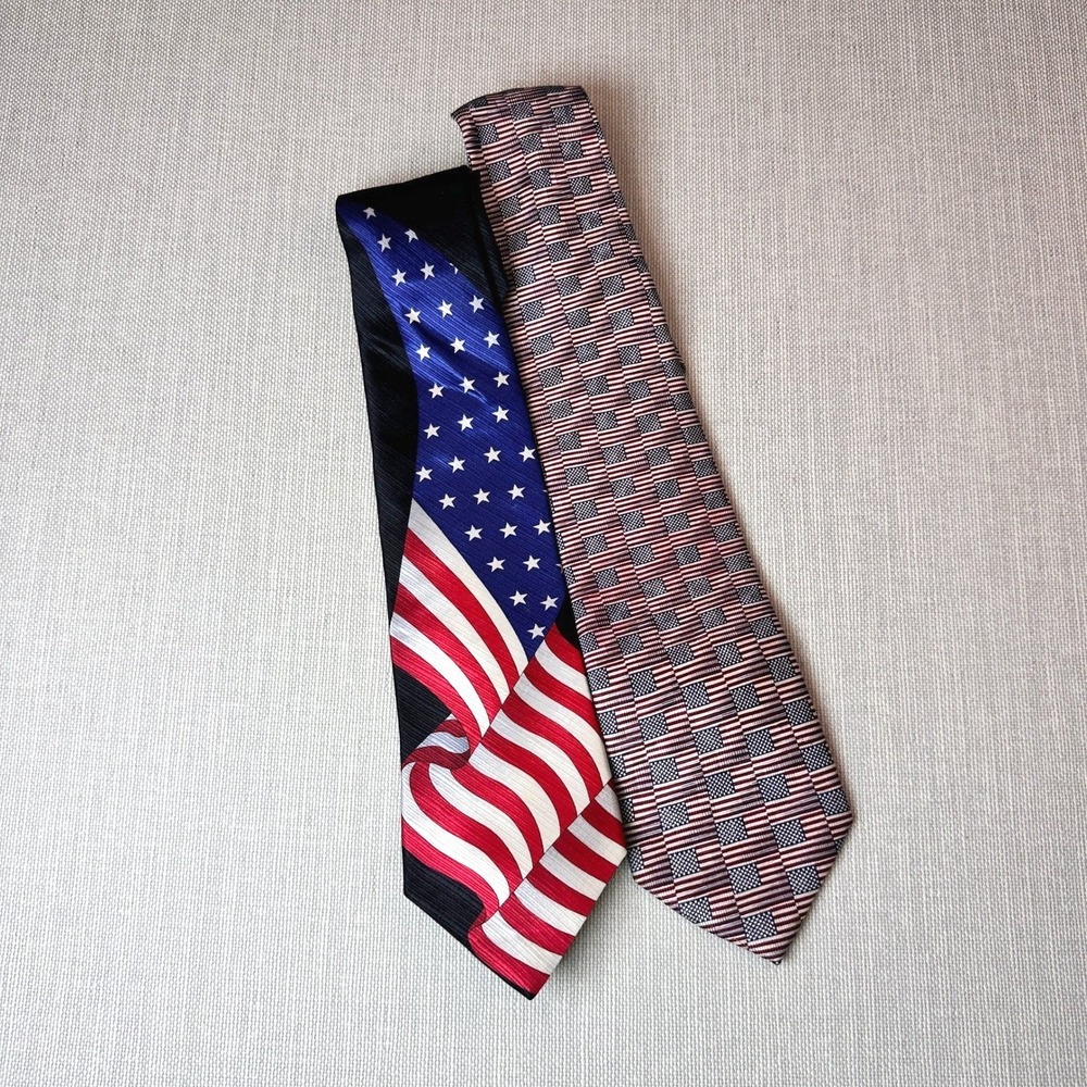 Carlos Devenezia & American Traditions Red White Blue Neckties USA Flag Pattern